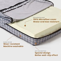 LaiFug Orthopedic Flat Dog Bed with Removable Cover, Grey Blue Plaid, X-Large slide 2 of 7
