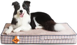 LaiFug Orthopedic Flat Dog Bed with Removable Cover, Khaki Plaid, Medium