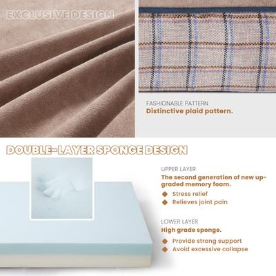Show full view: LaiFug Orthopedic Flat Dog Bed with Removable Cover, Khaki Plaid, Medium slide 5 of 8