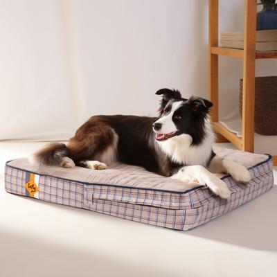 Show full view: LaiFug Orthopedic Flat Dog Bed with Removable Cover, Khaki Plaid, Medium slide 4 of 8