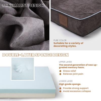 Show full view: LaiFug Orthopedic Flat Dog Bed with Removable Cover, Slate Grey, Small slide 5 of 8