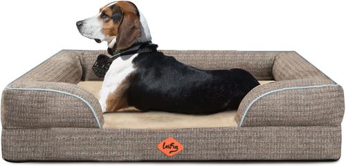 Show full view: LaiFug Orthopedic Premium Memory Foam Dog Bed Sofa, Chocolate, Medium slide 1 of 7