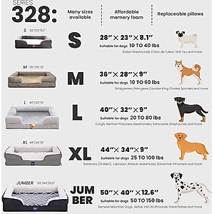 LaiFug Orthopedic Premium Memory Foam Dog Bed Sofa, Grey, Large