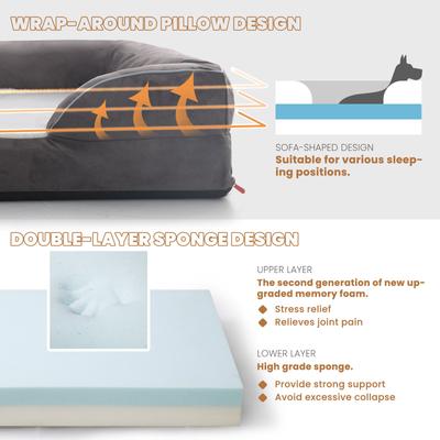 Show full view: LaiFug Orthopedic Premium Memory Foam Dog Bed Sofa, Grey, Medium slide 4 of 7