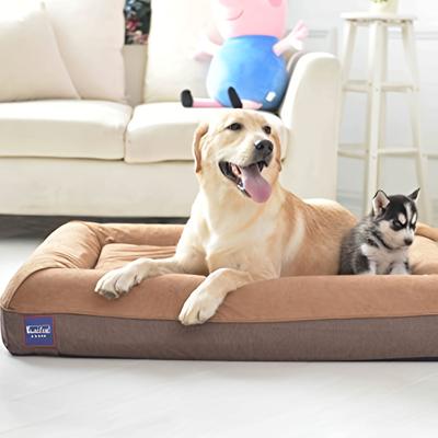 Show full view: LaiFug Surround Sofa Orthopedic Pillow Dog Bed with Removable Cover, Chocolate, Large slide 3 of 9