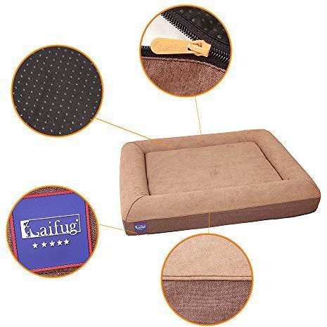 Show full view: LaiFug Surround Sofa Orthopedic Pillow Dog Bed with Removable Cover, Chocolate, Large slide 5 of 8