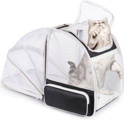 LAIRIES Curved Back Expandable Collapsible Backpack Dog & Cat Carrier, Large, Black