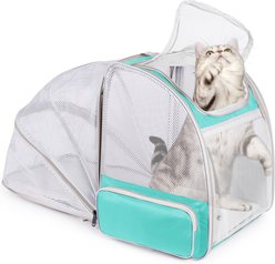 LAIRIES Curved Back Expandable Collapsible Backpack Dog & Cat Carrier, Large, Green