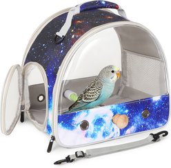 LAIRIES Portable Cage with Stand Perch Parakeet Budgies Cockatiel Conure Outdoor, Front Clear Parrot Carrier, Large, Blue
