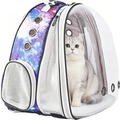 LAIRIES Space Capsule Astronaut Bubble Window Escape Proof Backpack Puppy, Cat & Small Animal Carrier, Large, Galaxy Blue