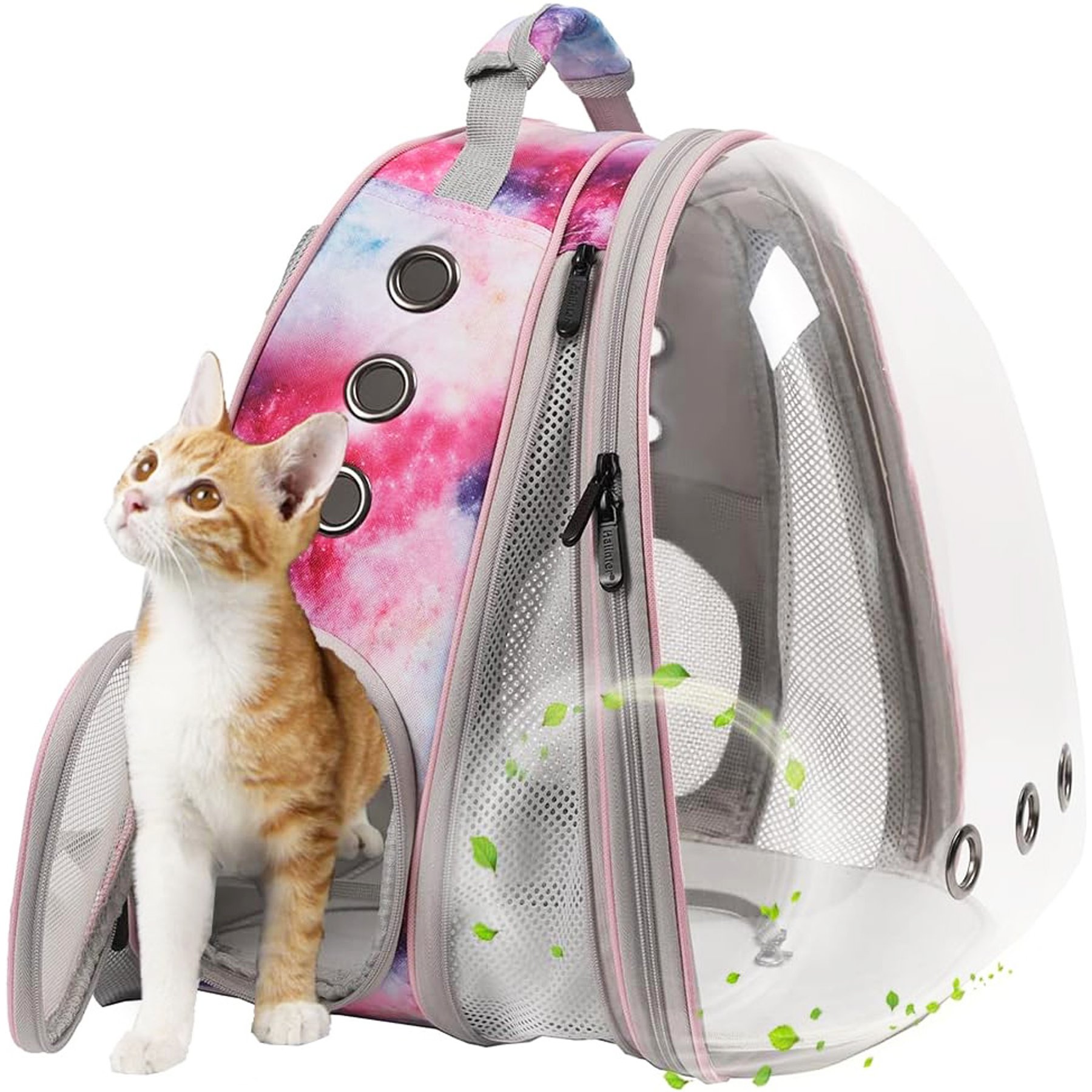 LAIRIES Space Capsule Astronaut Bubble Window Escape Proof Backpack Puppy, Cat & Small Animal Carrier, Large, Galaxy Pink