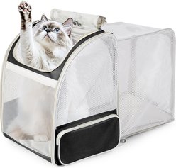 LAIRIES Square Back Expandable Breathable Collapsible Backpack Dog & Cat Carrier Backpack, Large, Black