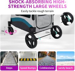 LALFPET Outdoor Foldable Large Dog Stroller, 44-in, Green slide 2 of 8