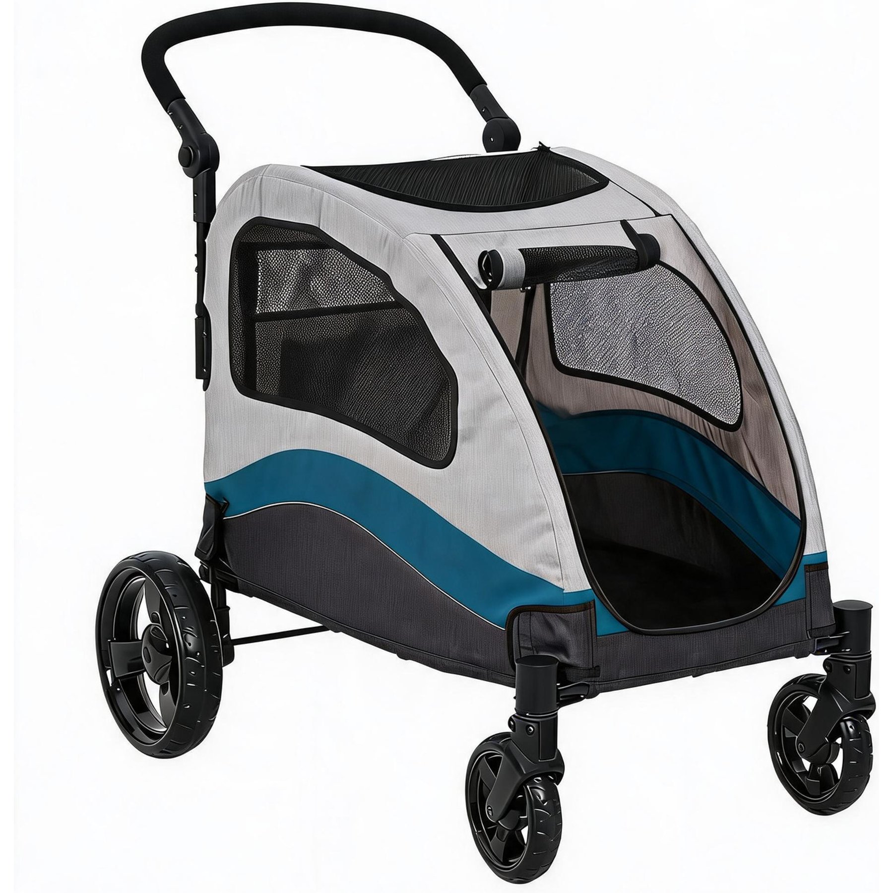 LALFPET Outdoor Foldable Large Dog Stroller, 44-in, Green