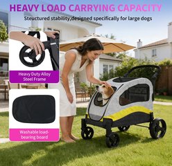 LALFPET Outdoor Foldable Large Dog Stroller, 44-in, Yellow slide 2 of 8