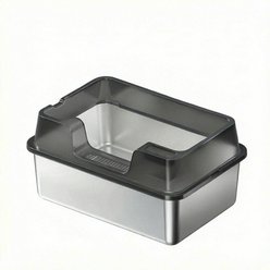 LALFPET Stainless Steel Enclosed Cat Litter Box with Scoop, Black slide 1 of 8
