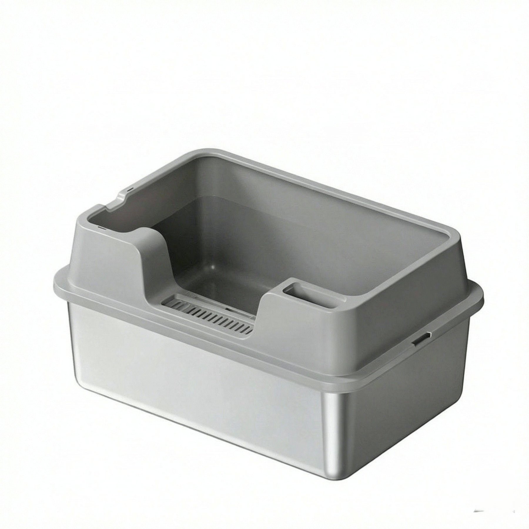 LALFPET Stainless Steel Enclosed Cat Litter Box with Scoop, Grey