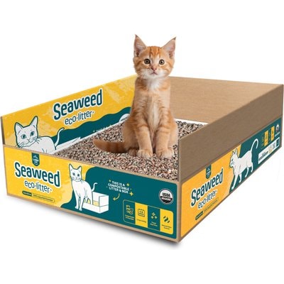 LAQU LAQU Eco- Litter Sensitive USDA Organic Pre-filled Disposable Cat Litter Box, 7.9-lb