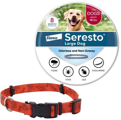 Show full view: Large Seresto Flea & Tick Collar for Dogs + SecureAway Flea Collar Protector, Red Bones, Large slide 1 of 10