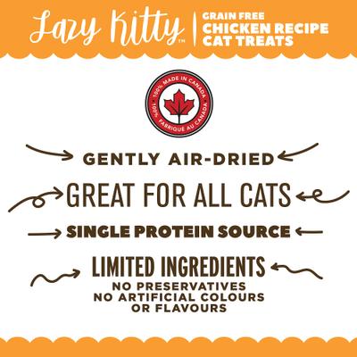 Show full view: Lazy Kitty Chicken Recipe Air-Dried Grain-Free Cat Treats, 3-oz bag slide 4 of 6