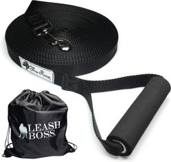 Leash Boss Carrying Backpack X-Long Dog Leash, Black, 100-ft