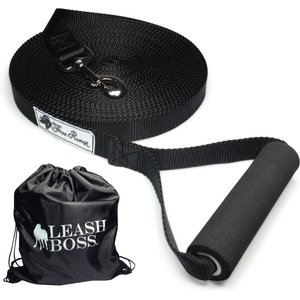 Leash Boss Carrying Backpack X-Long Dog Leash, Black, 100-ft