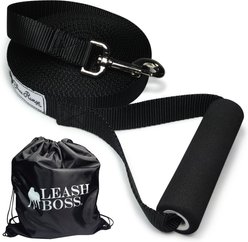 Leash Boss Carrying Backpack X-Long Dog Leash, Black, 30-ft