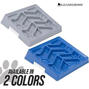 Leash Boss Flat Face Slow Feeder Dog Bowl, Small/Medium, Blue