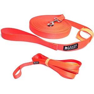 Leash Boss Handle X-Long Dog Leash, Orange, 20-ft