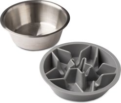 Leash Boss Non-skid Slow Feeder & Stainless Steel Bowl Bundle, 2-cup