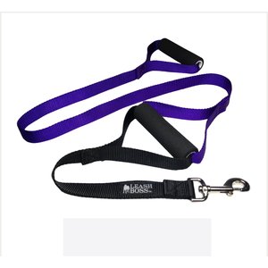 Leash Boss Original Heavy Duty Two Handle No Pull Double Dog Leash, Purple, 5-ft