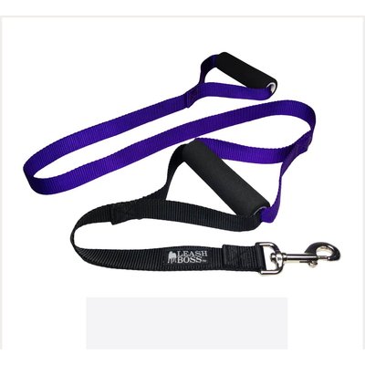 Leash Boss Leash Boss Original Heavy Duty Two Handle No Pull Double Dog Leash, Purple, 5-ft