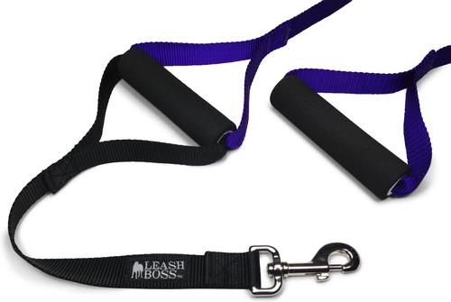 Show full view: Leash Boss Original Heavy Duty Two Handle No Pull Double Dog Leash, Purple, 5-ft slide 2 of 9