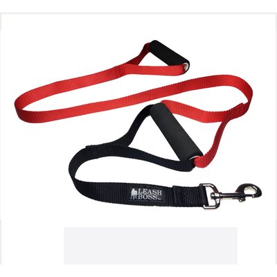Leash Boss Leash Boss Original Heavy Duty Two Handle No Pull Double Dog Leash, Red, 5-ft