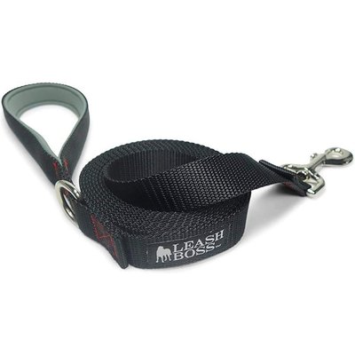 Leash Boss Leash Boss Padded Handle Long Dog Leash, 15-ft, Black