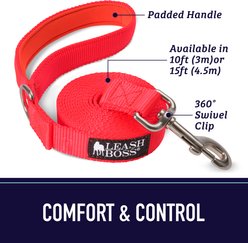 Leash Boss Padded Handle Long Dog Leash, 15-ft, Black slide 2 of 9