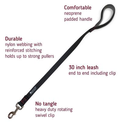 Show full view: Leash Boss Padded Handle Short Dog Leash, Black, 30-in slide 2 of 10