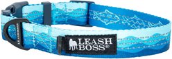 Leash Boss Patterned Dog Collar, Blue, Large