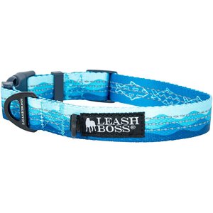 Leash Boss Patterned Dog Collar, Blue, Large