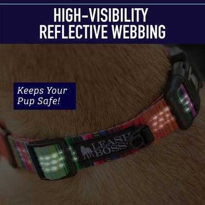 Show full view: Leash Boss Patterned Dog Collar, Blue, Large slide 4 of 9