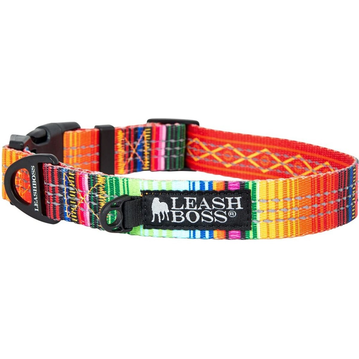Leash Boss Patterned Dog Collar, Orange, Small