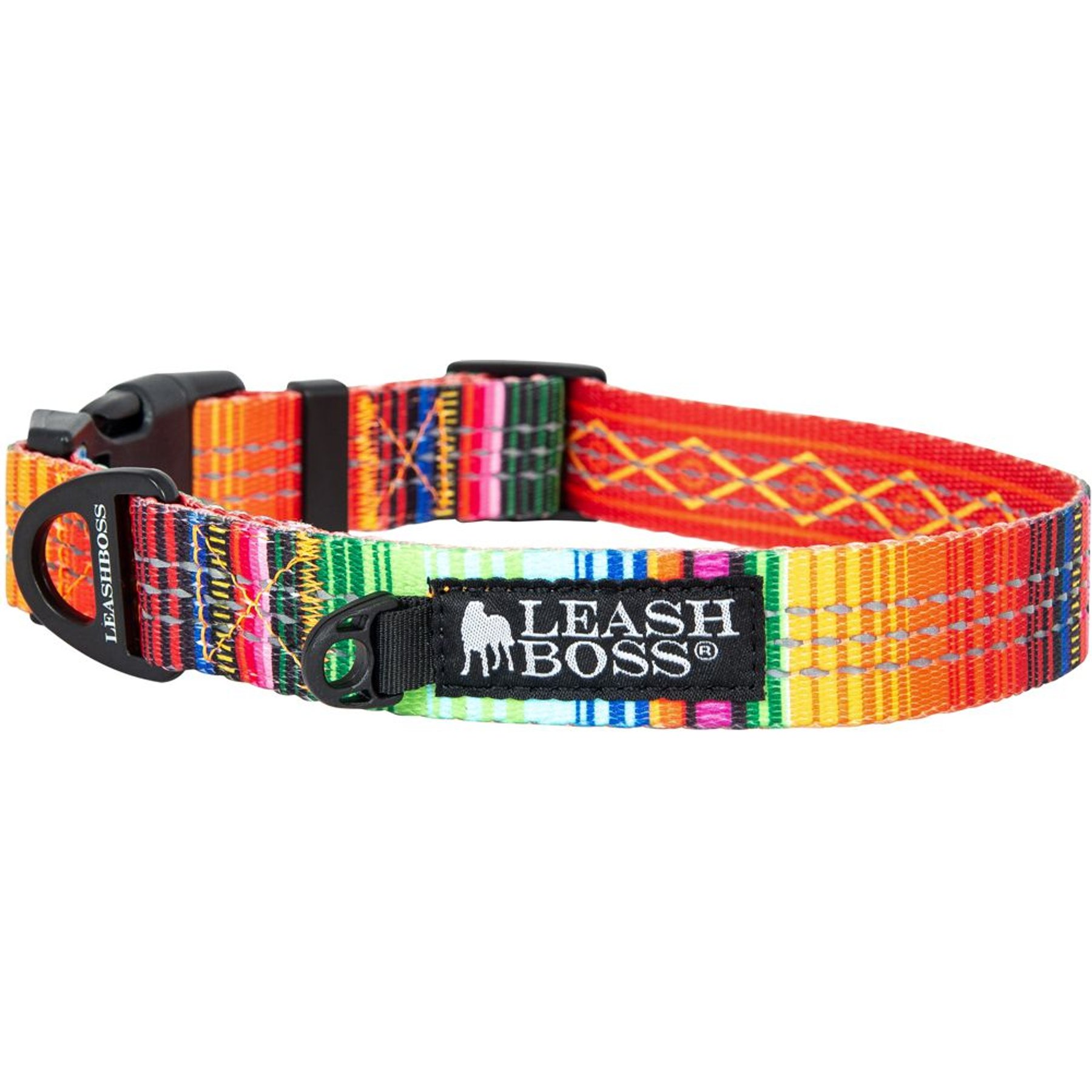 Leash Boss Patterned Dog Collar, Orange, Small
