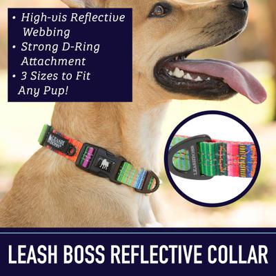 Show full view: Leash Boss Patterned Dog Collar, Orange, Small slide 3 of 9
