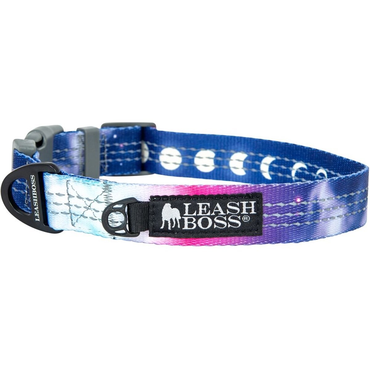 Leash Boss Patterned Dog Collar, Purple/Pink, Large