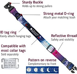 Leash Boss Patterned Dog Collar, Purple/Pink, Large slide 2 of 6