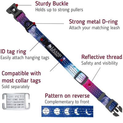 Show full view: Leash Boss Patterned Dog Collar, Purple/Pink, Large slide 2 of 7