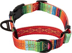 Leash Boss Patterned Fabric Martingale Dog Collar, Orange, Med-Large