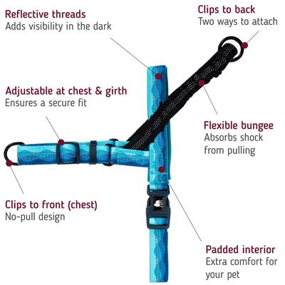 Show full view: Leash Boss Patterned No Pull Dog Harness, Blue, X-Large slide 3 of 11