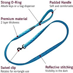 Leash Boss Patterned Standard Dog Leash, 6-ft long, Blue slide 2 of 6