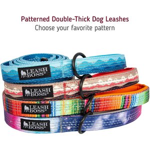 Leash Boss Patterned Standard Dog Leash, 6-ft long, Blue